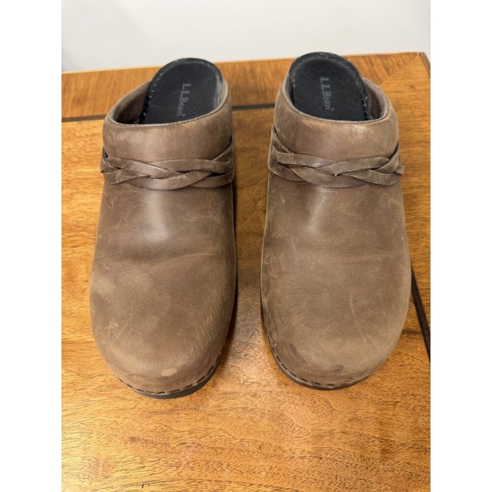 Vtg L.L. Bean Women’s 43 bomber brown braided brown Leather Nubuck clog Platform